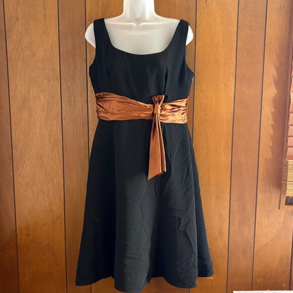Jessica Howard Dress 12 Black Copper Waist‎ Tie New Years Eve Event Party Prom - Picture 14 of 14